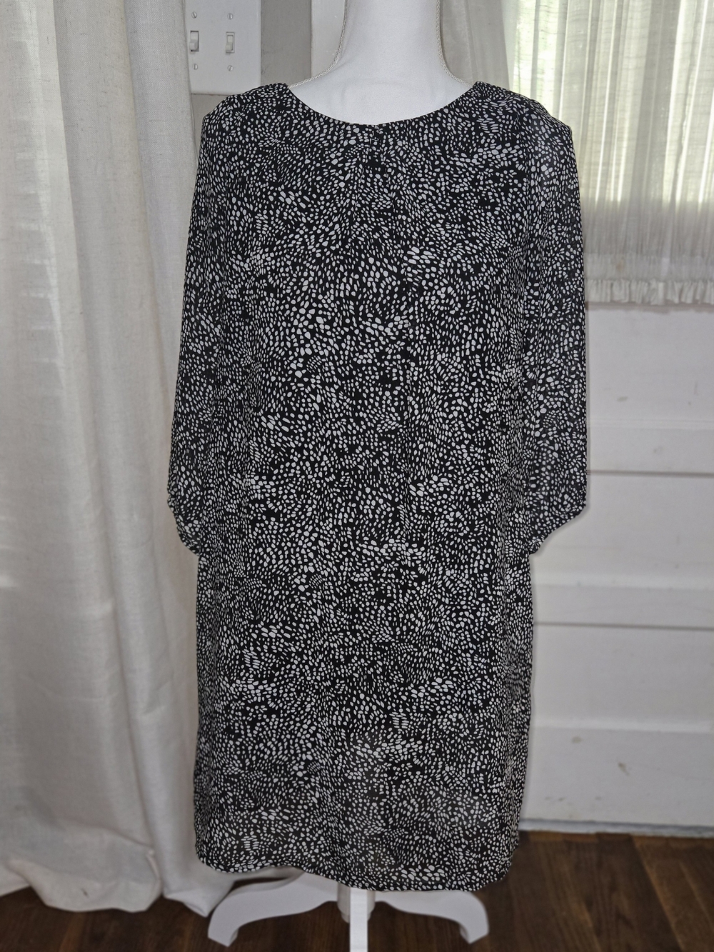H&M Black Dress with White Speckle Trim